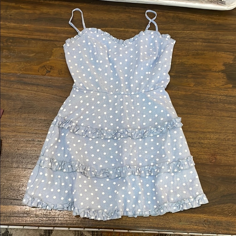 Blue Ruffled Tiered Sundress Size Small